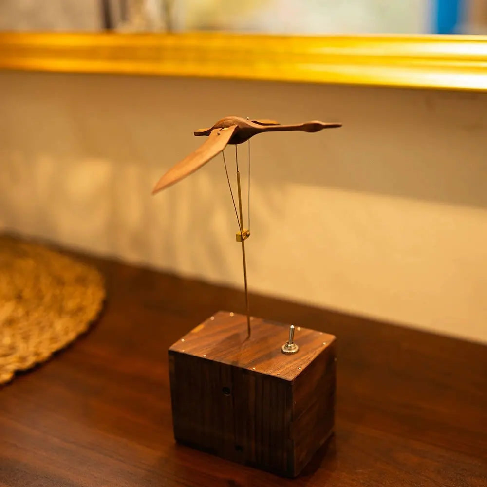 Walnut Wood Swan Music Box – Handmade Wooden Desk Ornament