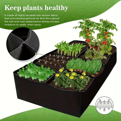 8 Grid Raised Garden Grow Bag Bed (128 Gallon / 484 L)
