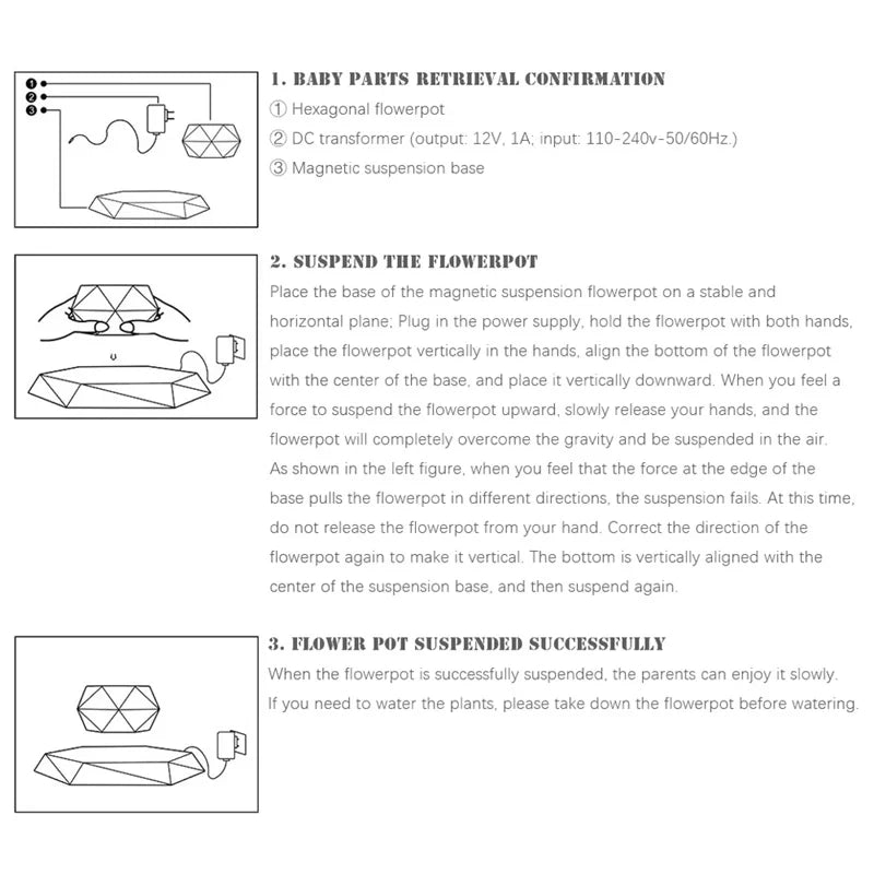 Magnetic Levitating Bonsai Pot – Floating Plant Holder with 360° Rotation
