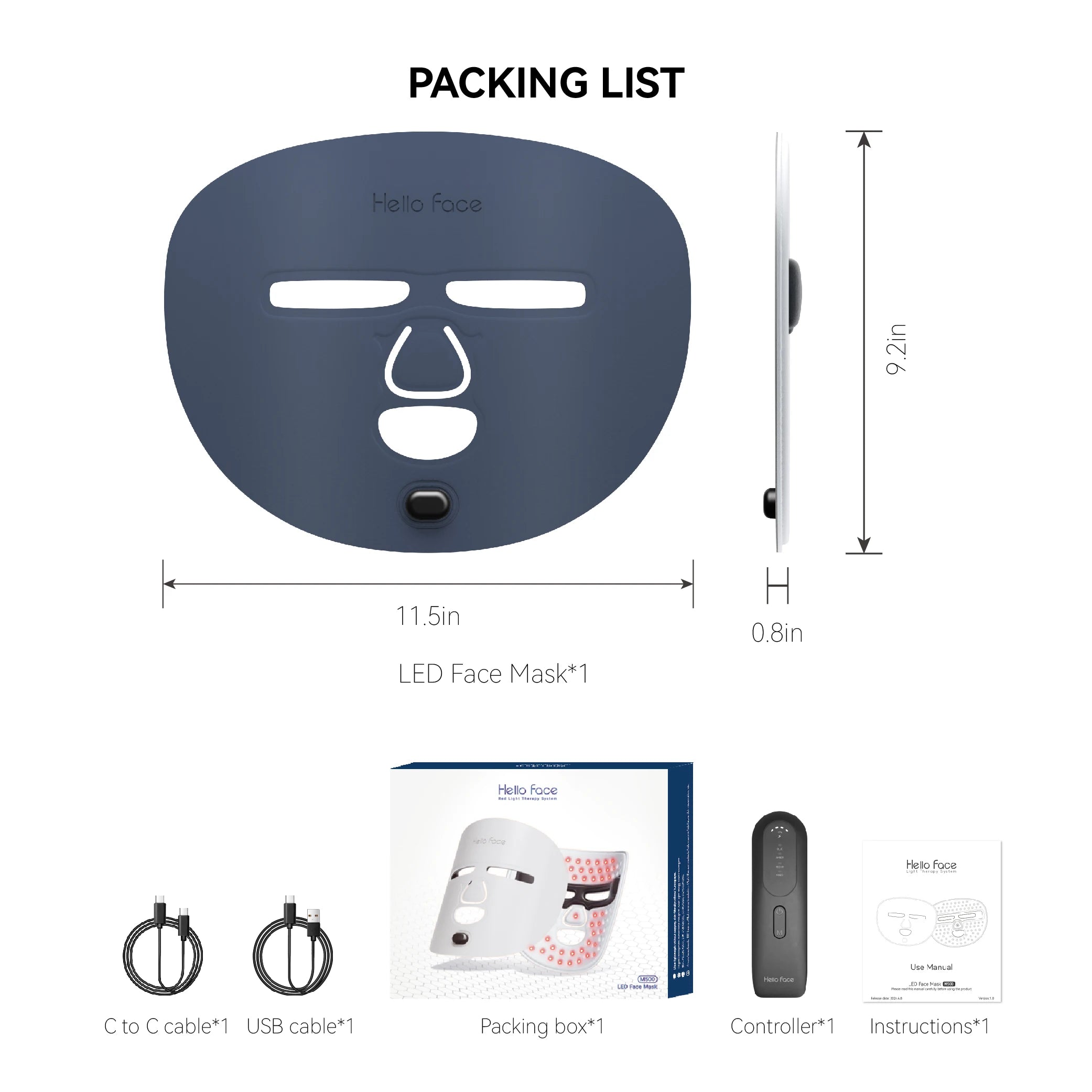 HELLO FACE M500 LED Light Therapy Mask – Anti-Aging & Acne Treatment