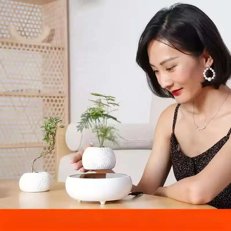 Magnetic Levitating Plant Pot – Floating Rotating Bonsai Planter