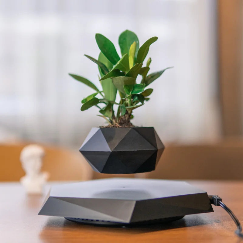 Magnetic Levitating Bonsai Pot – Floating Plant Holder with 360° Rotation