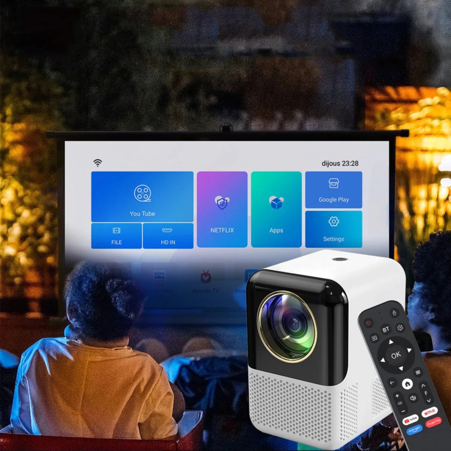 Smart Mini Projector 1080P | Android 11 WiFi Bluetooth Home Cinema