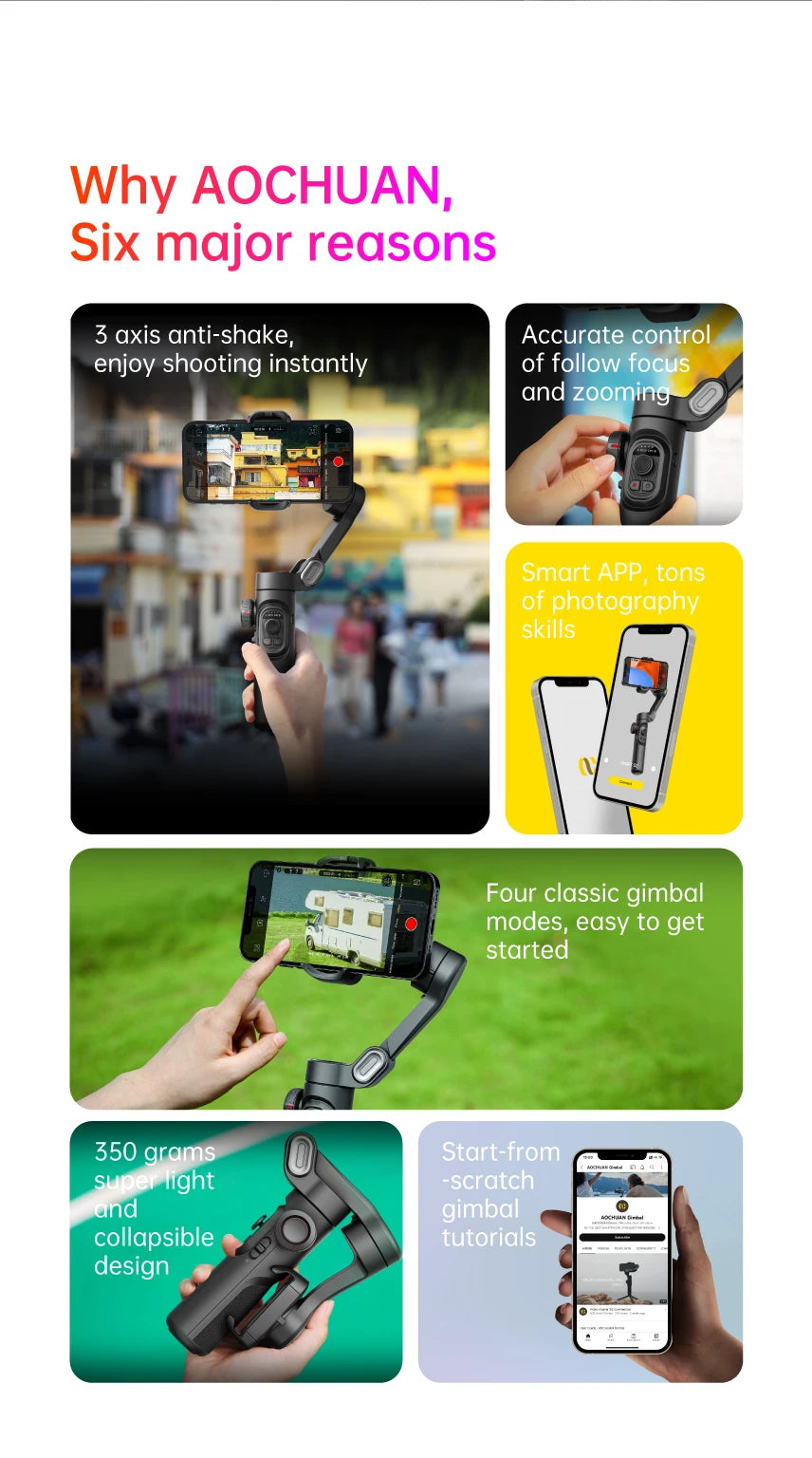 3-Axis Smartphone Gimbal Stabilizer | Foldable Anti-Shake Vlog Gimbal