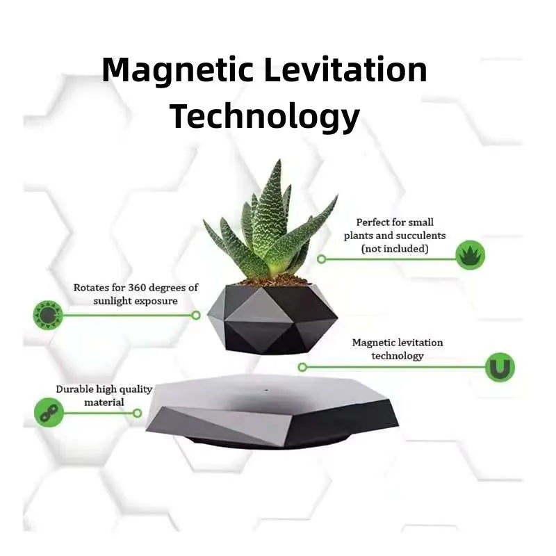 Magnetic Levitating Bonsai Pot – Floating Plant Holder with 360° Rotation
