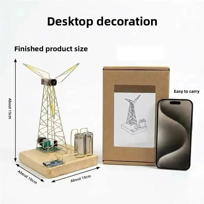 Mechanical Windmill Night Light – Rotating Wooden Desk Lamp Decor