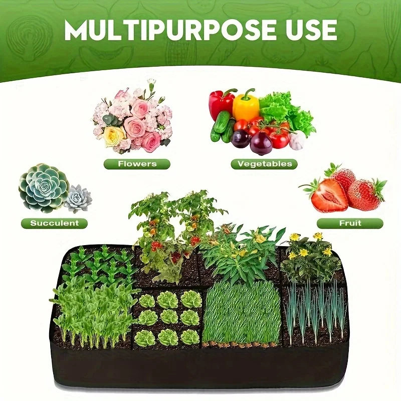 8 Grid Raised Garden Grow Bag Bed (128 Gallon / 484 L)