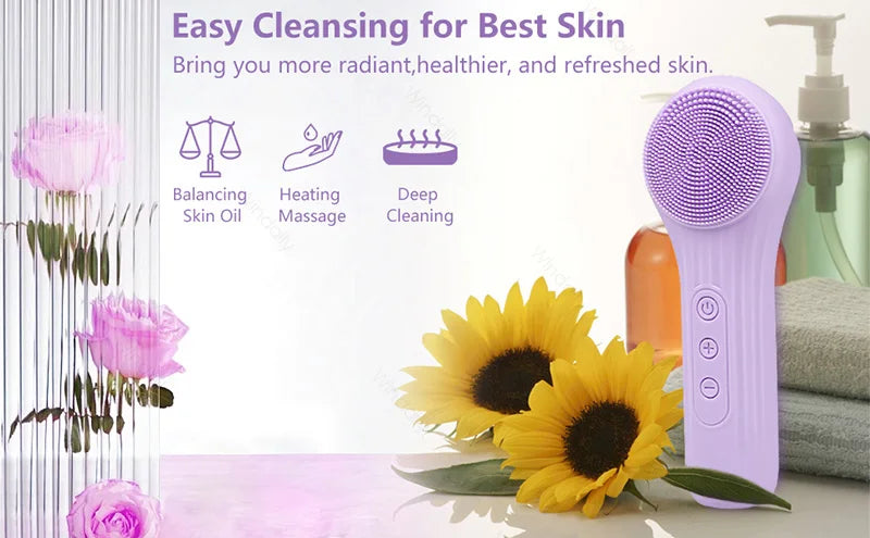 Silicone Facial Cleansing Brush – Waterproof Electric Face Cleanser